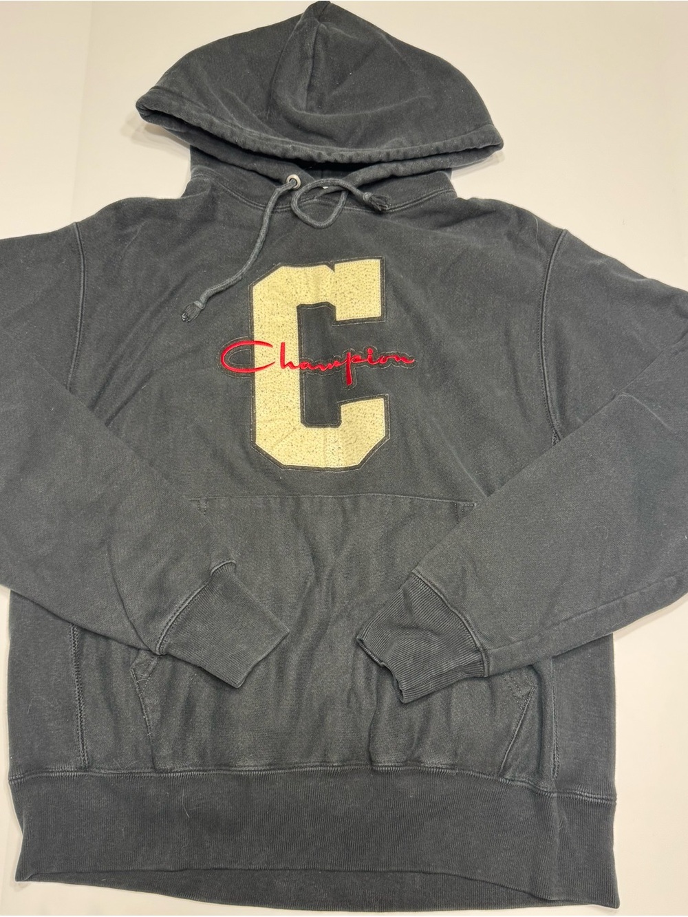 Champion Men's Charcoal Hoodie with Gold 'C' Logo
